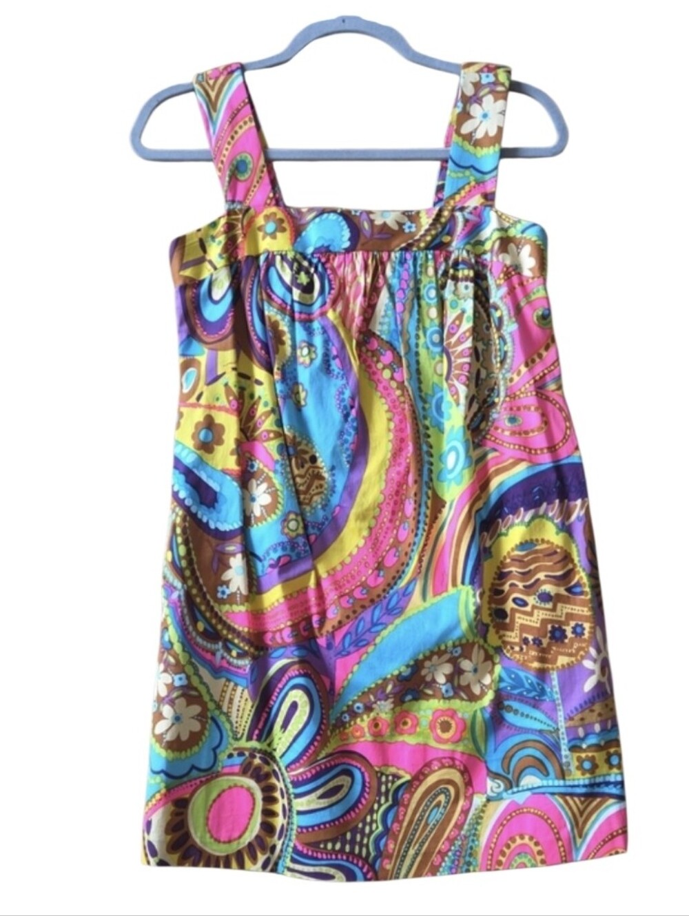 Milly Multicolor Paisley Tank Sundress — Pink Turquoise Yellow Brown